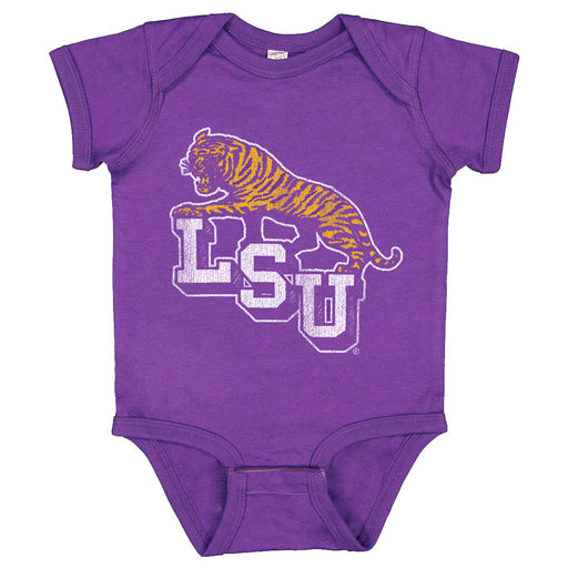 B&B Dry Goods LSU Tigers 68 Tiger Step Onesie - Purple