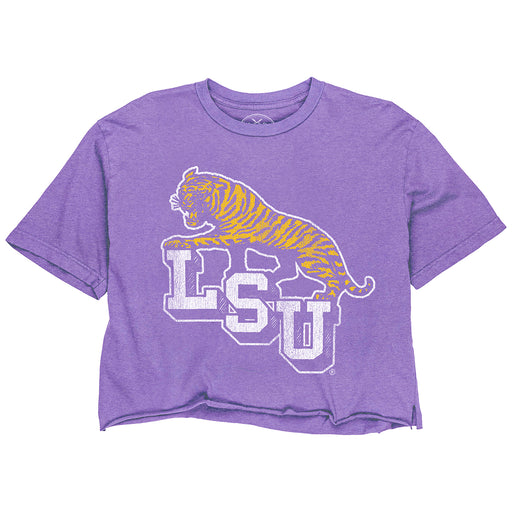 B&B Dry Goods LSU Tigers 68 Tiger Step Women's Crop - Purple