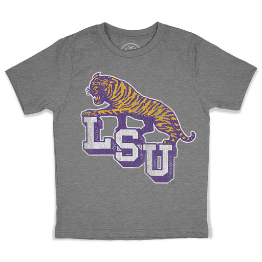 B&B Dry Goods LSU Tigers 68 Tiger Steps Tri-Blend Youth T-Shirt - Grey
