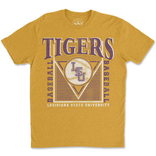 B&B Dry Goods LSU Tigers Baseball 90's Arched T-Shirt - Mustard Heather