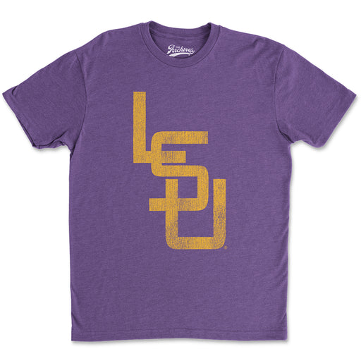 B&B Dry Goods LSU Tigers The Archives Vault Baseball Interlock Tri-Blend T-Shirt - Purple