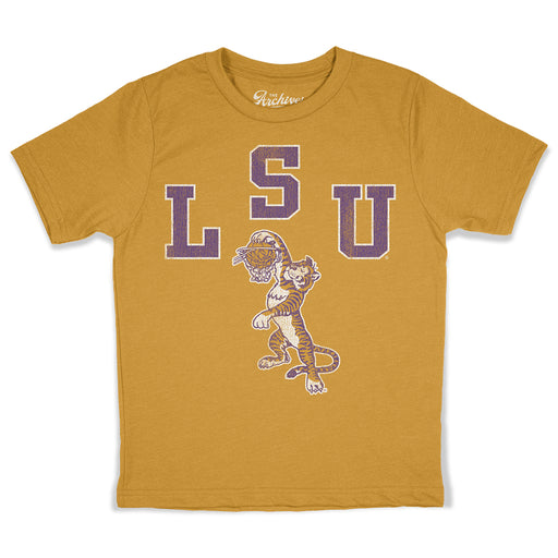 B&B Dry Goods LSU Tigers The Archives Dunking Tiger Arch Youth T-Shirt - Mustard
