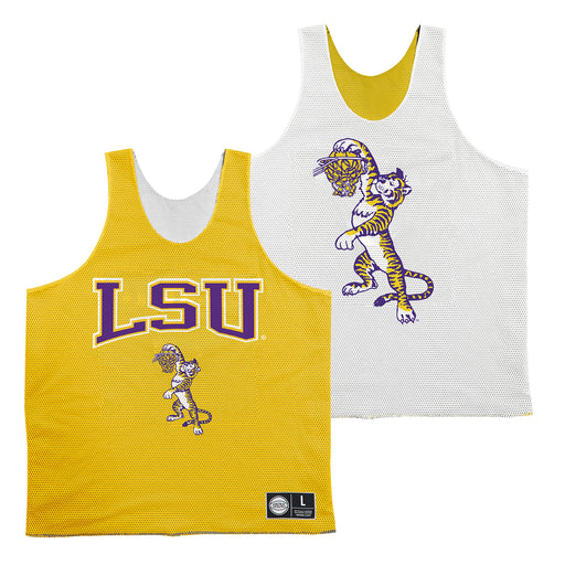 LSU Tigers 19Nine Basketball Dunking Tiger Reversible Mesh Practice Jersey - Gold / White