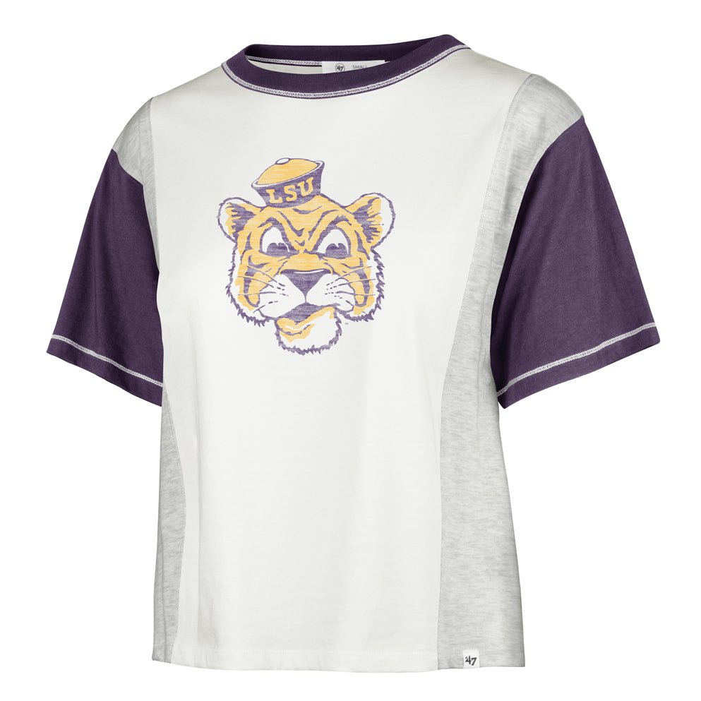LSU Tigers 47 Brand Beanie Mike Premier Tilda Women's Crop T-Shirt