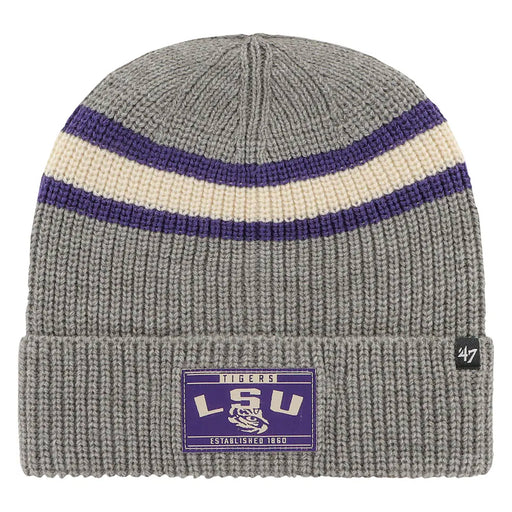 LSU Tigers 47 Brand Penobscot Striped Cuffed Knit - Grey