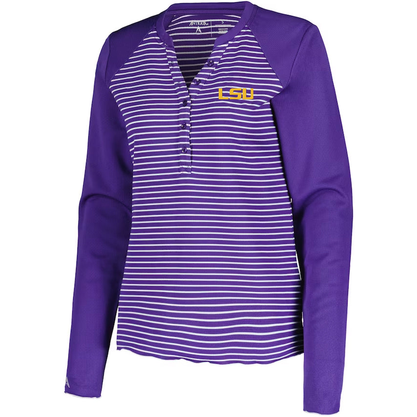 LSU Tigers Antigua Women's Maverick Waffle Henley Long