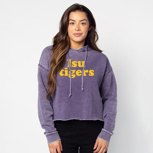 LSU Tigers Chicka-d Retro Campus Cropped Hoodie - Purple