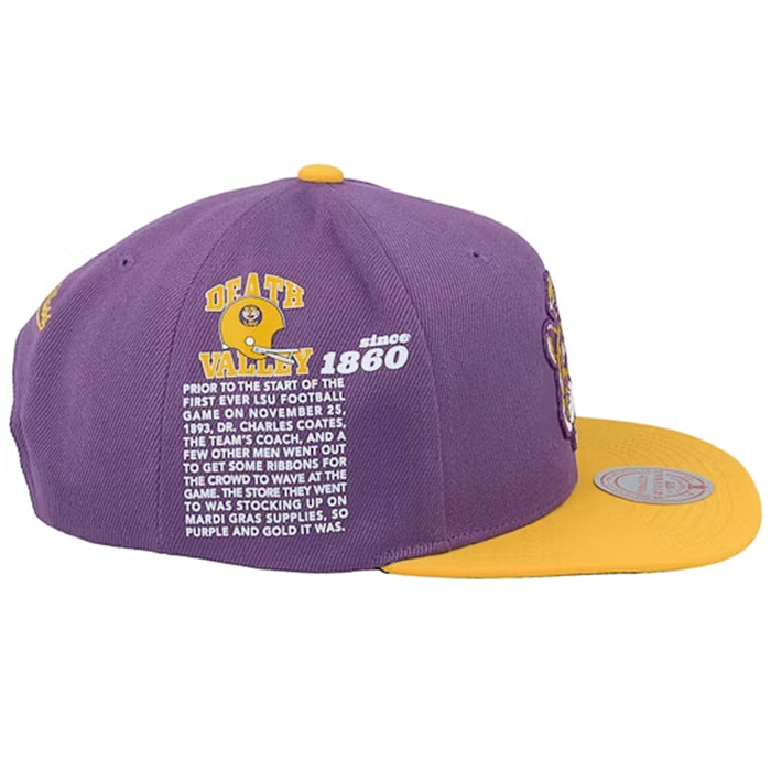 LSU Tigers Mitchell & Ness Beanie Mike Team Origins Snapback Hat - Purple / Gold