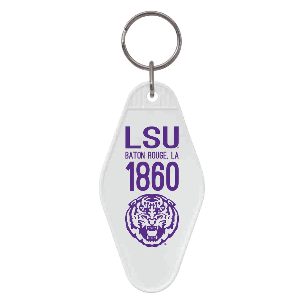 LSU Tigers Motel Style Keychain White