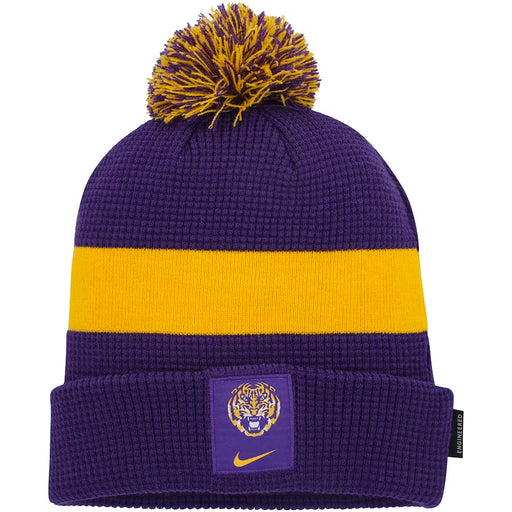 LSU Tigers Nike Sideline Team Cuffed Knit Hat with Removable Pom - Purple