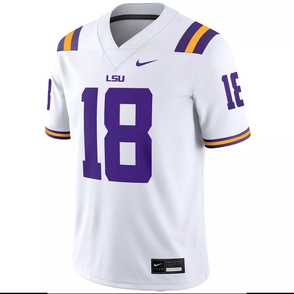 LSU Tigers Nike #18 Team Replica Football Jersey – White — Bengals