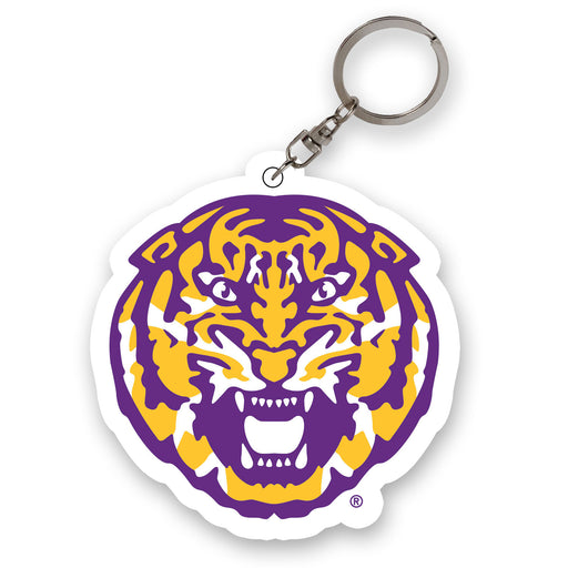 LSU Tigers Tiger Head Printed PVC Flexible Keychain