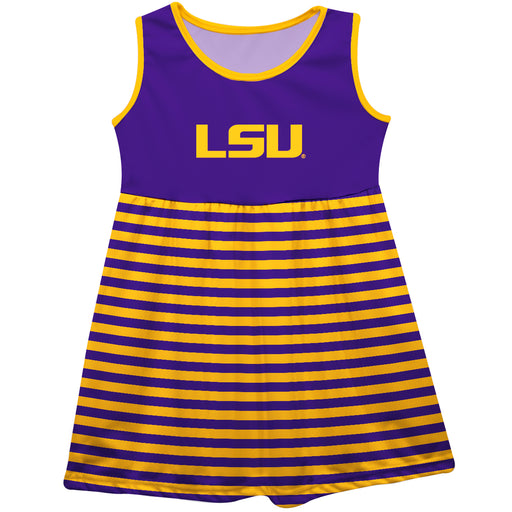 LSU Tigers Vive La Fette Maddie Stripe Kids Dress - Purple / Gold