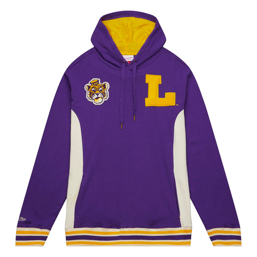 LSU Tigers Mitchell & Ness Premium Legacy Applique French Terry Hoodie - Purple