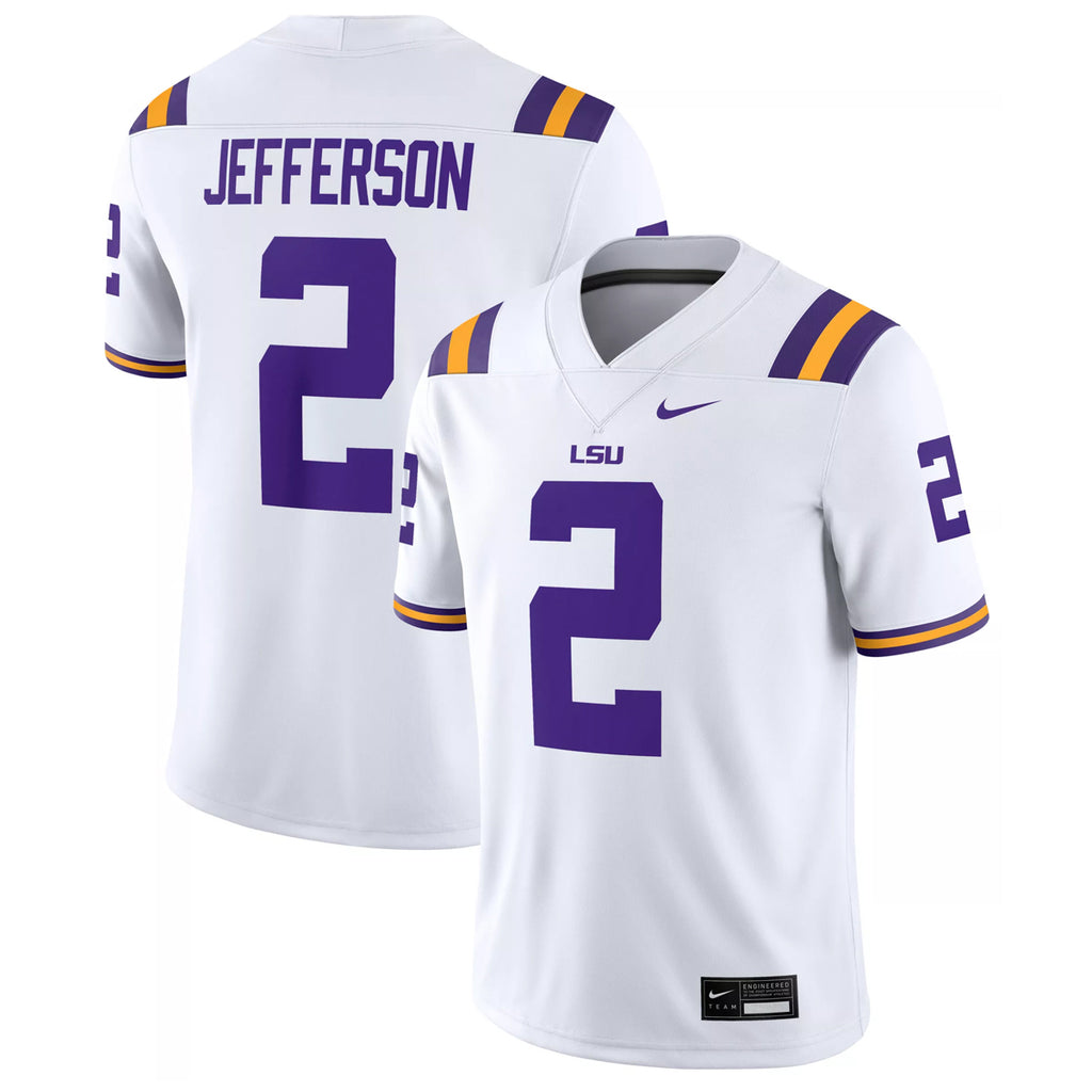 lsu tigers gear LSU Tigers Nike #2 Justin Jefferson Team Replica Football Jersey – White