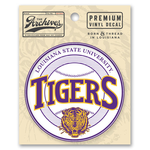 B&B Dry Goods LSU Tigers The Archives Baseball 90's Sweep Premium Vinyl Decal