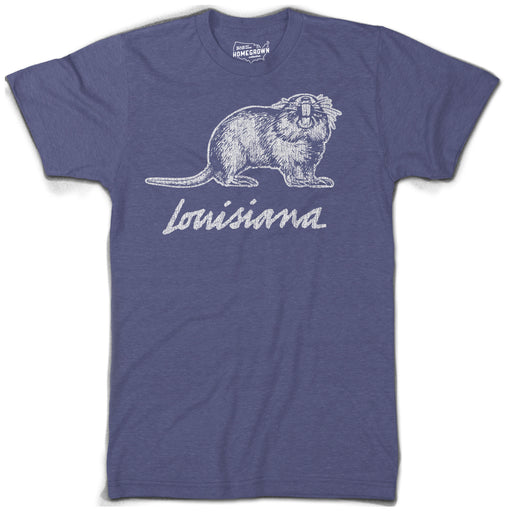 B&B Dry Goods Homegrown Louisiana Nutria T-Shirt - Storm Blue
