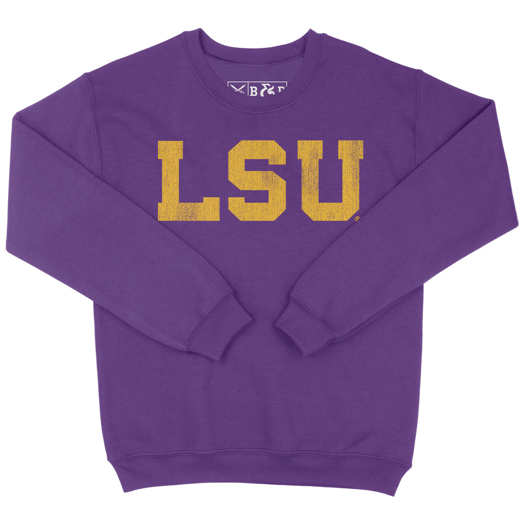B&B Dry Goods LSU Tigers Athletic Block Fleece Crewneck Sweatshirt Purple