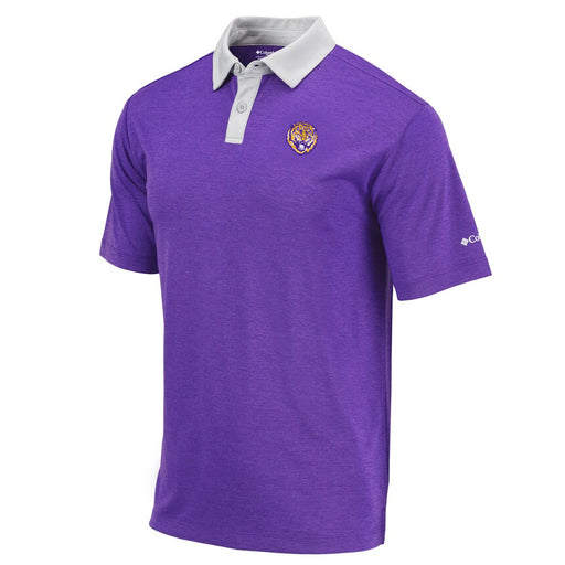 LSU Tigers Columbia Round Vault Omni-Wick Heather Range Polo - Purple