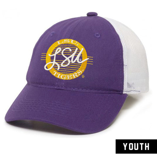 LSU Tigers The Game Retro Circle Mesh Trucker Youth Hat - Purple