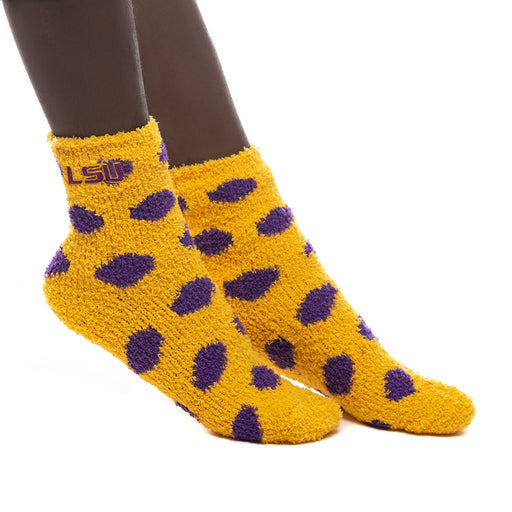 LSU Tigers ZooZatz Polka Dot Fuzzy Socks - Gold