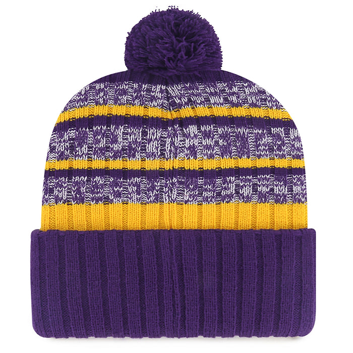 47 Brand LSU Tigers Beanie Mike Tavern Stripe Knit With Pom - Purple