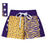 Azarhia Gameday Paws and Stripes Color Block Kids Shorts- Purple / Gold