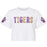 Azarhia Gameday Tigers Shimmer Kids Boxy Applique T-Shirt - White