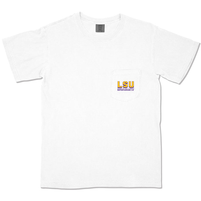 B-Unlimited LSU Tigers Stadium Banner Garment Dyed Pocket T-Shirt - White