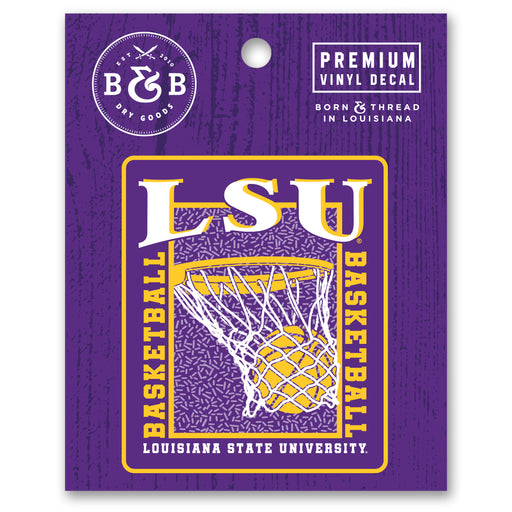 B&B Dry Goods LSU Tigers 90's Hoops Premium Vinyl Decal - Purple / Gold