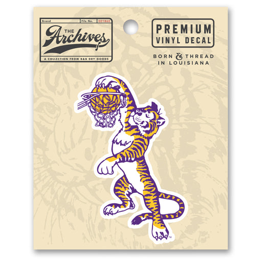 B&B Dry Goods LSU Tigers The Archives Dunking Mike Premium Vinyl Decal White / Gold / Purple