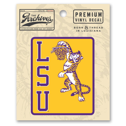 B&B Dry Goods LSU Tigers The Archives Dunking Mike Stacked Premium Vinyl Decal White / Gold / Purple