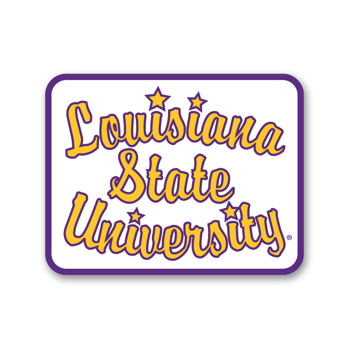 B&B Dry Goods LSU Tigers The Archives Hoops Script Premium Vinyl Decal White / Gold / Purple