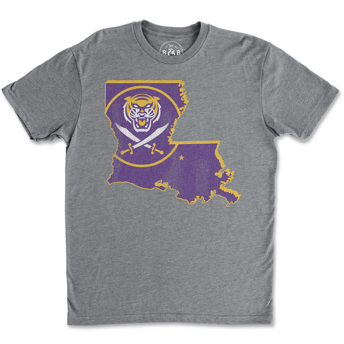 Bengals & Bandits Louisiana Outline T-Shirt - Grey