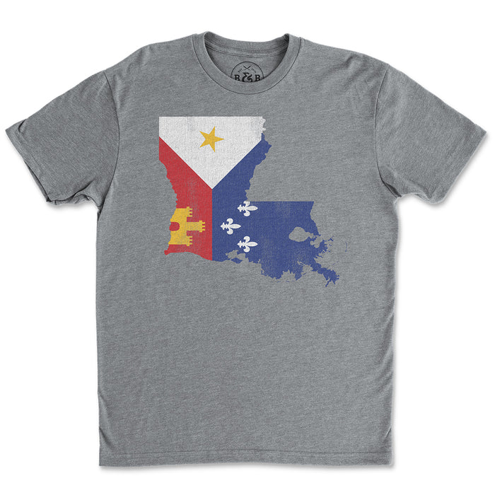 B&B Dry Goods Homegrown Louisiana Acadiana Outline T-Shirt - Grey