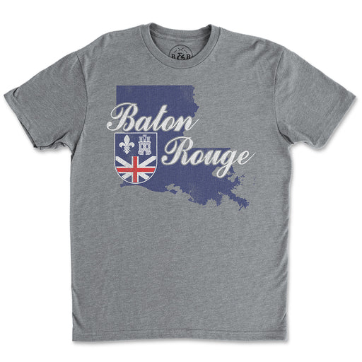 B&B Dry Goods Homegrown Louisiana Baton Rouge Outline T-Shirt - Grey