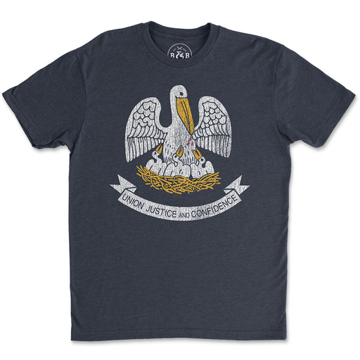 B&B Dry Goods Homegrown Louisiana Flag T-Shirt - Navy