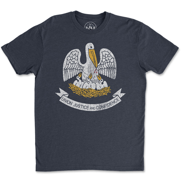 B&B Dry Goods Homegrown Louisiana Flag T-Shirt - Navy