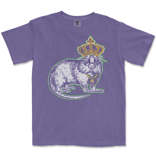 B&B Dry Goods Homegrown Louisiana Mardi Gras Nutria King  Garment Dyed T-Shirt - Grape