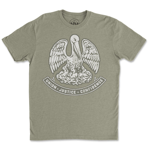 B&B Dry Goods Homegrown Louisiana Pelican Silhouette T-Shirt - Olive