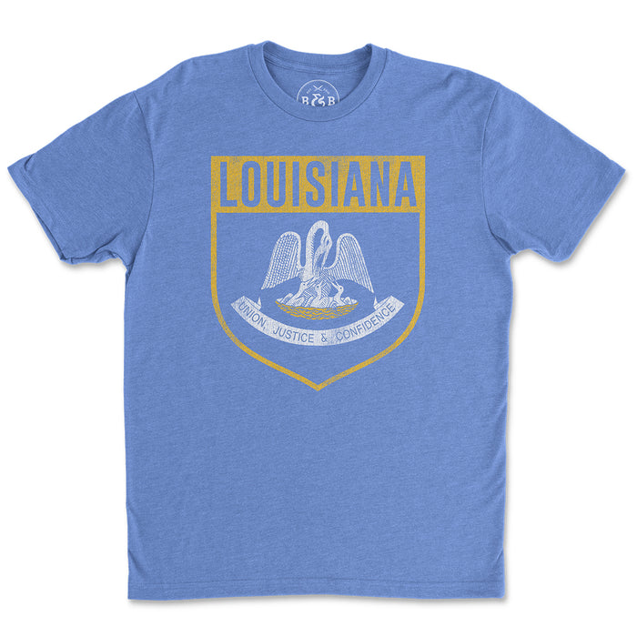 B&B Dry Goods Homegrown Louisiana Shield T-Shirt - Columbia Blue