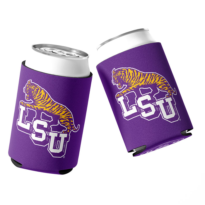B&B Dry Goods LSU Tigers 68 Tiger Step Stitched Neoprene Sublimated Double Sided Can Holder / Koozie - Purple