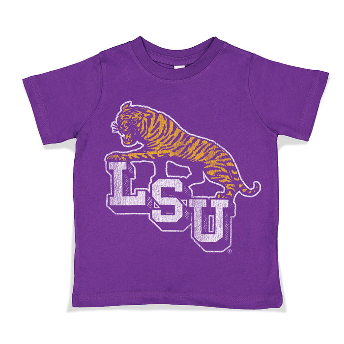 B&B Dry Goods LSU Tigers 68 Tiger Steps Toddler T-Shirt - Purple
