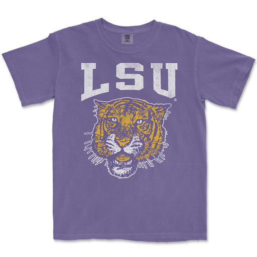 B&B Dry Goods LSU Tigers 78 Tiger Arch Garment Dyed T-Shirt - Grape