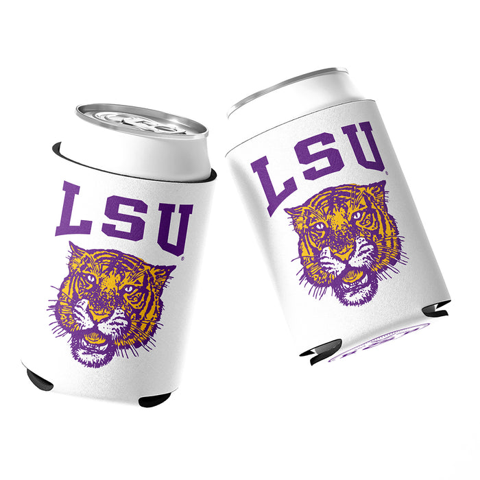 B&B Dry Goods LSU Tigers 78 Tiger Arch Stitched Neoprene Sublimated Double Sided Can Holder / Koozie - White