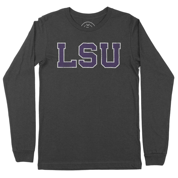 B&B Dry Goods LSU Tigers Athletic Block Long Sleeve T-Shirt - Charcoal