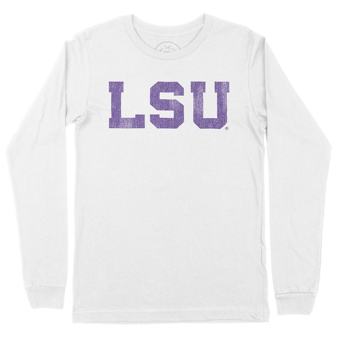 B&B Dry Goods LSU Tigers Athletic Block Long Sleeve T-Shirt - White