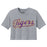 B&B Dry Goods LSU Tigers Baseball Script Crop-Top T-Shirt - Heather Grey