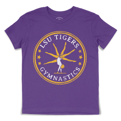 B&B Dry Goods LSU Tigers Gymnastics Retro Walkover Youth T-Shirt - Purple
