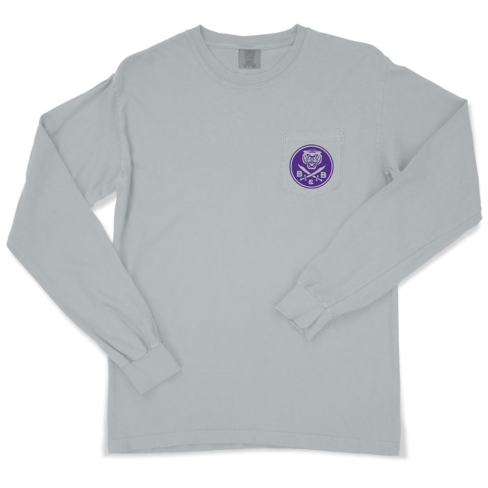 B&B Dry Goods LSU Tigers Memorial Seal Garment Dyed Long Sleeve Pocket T-Shirt - Granite